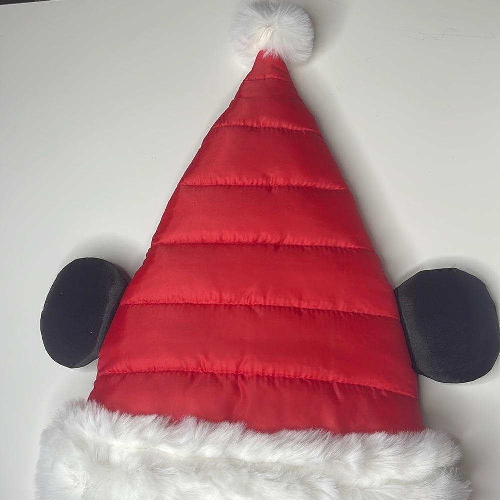 One Size Disney Parks Mickey Mouse Ears Quilted Santa Hat Christmas Holiday NEW! - Picture 13 of 13